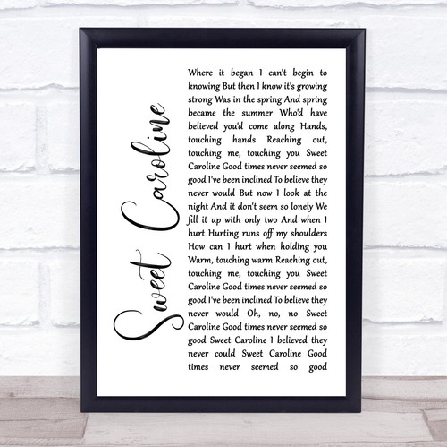 Sweet caroline white - sweet, script